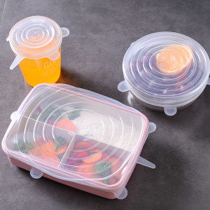 保鮮神器 可可尚佳 食品級(jí) 加厚萬(wàn)能硅膠密封蓋 6個(gè) 大小可拉伸
